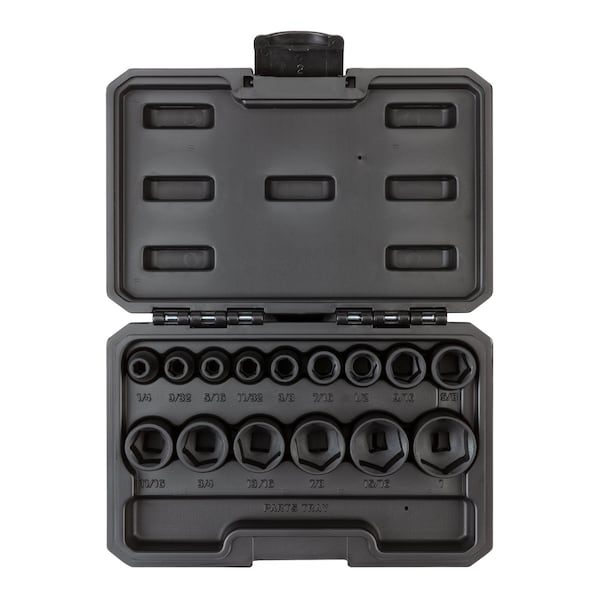 3/8 Inch Drive 6-Point Impact Socket Set with Case, 15-Piece (1/4-1 in.)